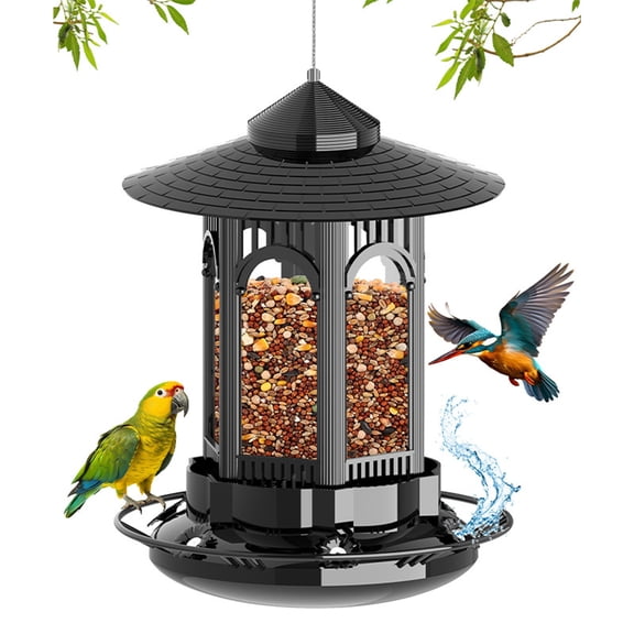 Loespoir 13-in-1 Metal Three-tube Bird Feeder, Outdoor Hanging Bird Feeder, Multi-Chamber Feeder, for Garden, Patio, Attracts Multiple Birds
