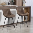 thumbnail image 2 of HOMCOM 27" Bar Stools Set of 2, PU Leather Counter Height Barstools, Brown, 2 of 10