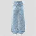 thumbnail image 5 of Yindaity Girls Denim Pants Jeans for Girls Baggy Wide Leg Ripped High Elastic Waisted Denim Pants Y2K Boyfriend Skater Streetwear Cute Trousers(Light Blue,5-6 Years), 5 of 5