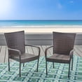 thumbnail image 2 of Littleton Brown Multi Wicker Stacking Patio Chair - Transitional Outdoor Dining Seating, 22.5"W x 25.25"D x 35.25"H - Iron Frame, Easy Storage, 2 of 8