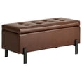 thumbnail image 3 of Storage Ottoman 40" Wide, Faux Leather Ottoman with Legs, Rectangular Storage Bench for Living Room, Bedroom, Entryway - Brown Footrest, Seat & Organizer, 3 of 5