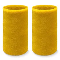 COUVER 6 inch Extra Long Thick Sports Wristband / Sweatband, YELLOW (2 Piece)