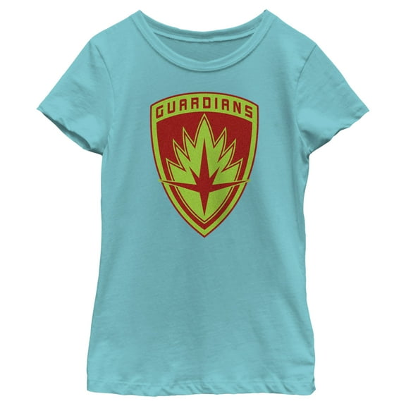 Girl's Guardians of the Galaxy Holiday Special Guardians Badge  Graphic Tee Tahiti Blue X Large