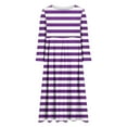 thumbnail image 3 of SCSAlgin Women's Casual Loose Midi Dresses Stripe Flowing Dress Long Sleeve Crew Neck Oversized Dress with Pockets, 3 of 5