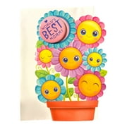 Mother's Day Greeting Card - World's BEST Mommy button (wearable) , Daisies