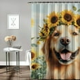 thumbnail image 2 of Patifu Dog with Sunflower Crown Chic Modern Bathroom Decor Shower Curtain Set with Hooks 100% Polyester Fiber 36"x72, 2 of 7