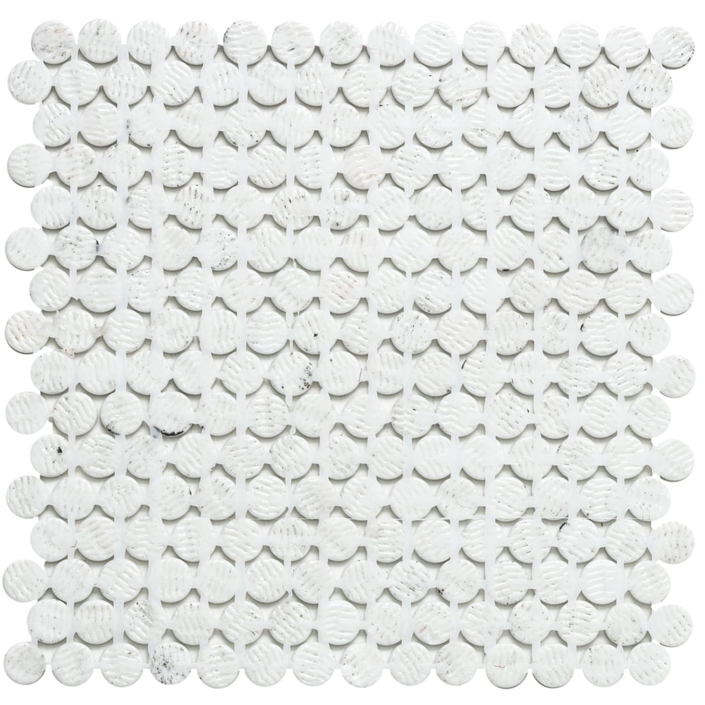 The Tile Life Eterna Penny 1" x 1" Arrecife Iridis Grey Glass Round Mosaic Floor and Wall Tile 1 Sheet