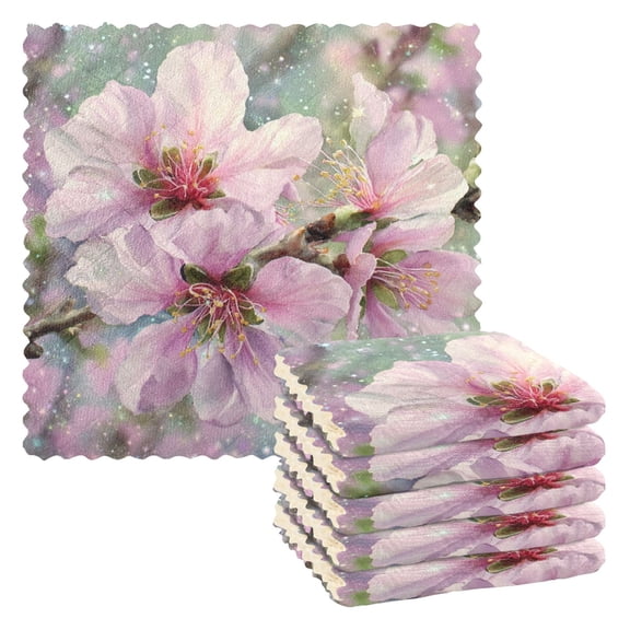 6 Pieces of Kitchen Towels 11x11Inch Kitchen Dish Cloths Kitchen Dish Towels Reuseable Cleaning Cloths Apricot Blossoms