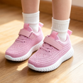 thumbnail image 7 of pwidon Toddler Velcro Strap Sneakers Breathable Knit Mesh Non Slip Flexible Kids Walking School Shoes Pink 22, 7 of 7