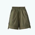 thumbnail image 4 of Girls Elastic Waist Shorts Boys Solid Color breathable Bermuda Shorts Workwear Casual side zipper mesh baggy Shorts Children Summer Thin outdoor Travel Shorts Green 13-14Y, 4 of 5