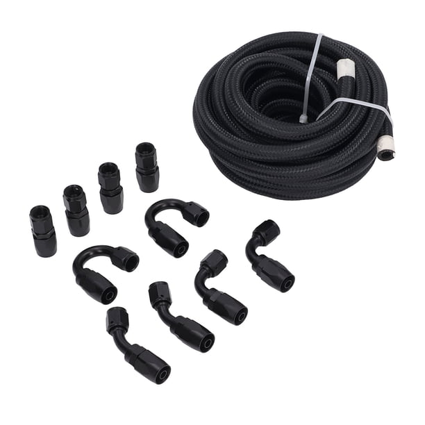 Kit De Adaptador De Manguera De Combustible, Kit De Línea De Combustible Anodizado Negro, 10 Piezas De Montaje 6AN Manguera De 20 Pies 500 Psi Universal Para Bicicletas De