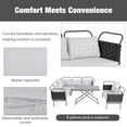 thumbnail image 4 of EUROCO Woven Rope Patio Sectional Sofa Set, 5 Pieces Ergonomically designed Outdoor Furniture Set with Glass Table and Cushions, Conversation Chat Sofa Modern Seating Set, Gray, 4 of 8