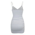 thumbnail image 5 of Vestido midi ajustado sexy para mujer: con aberturas, fruncido, poliéster-spandex, para discoteca/boda, tallas XS-L, 5 of 5