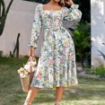 thumbnail image 1 of Vestido Vestido de manga acampanada para mujer Vestido largo de verano con estampado floral y espalda abierta Ygjytge Verde T M para Mujer, 1 of 1