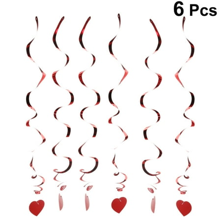 

Etereauty 6Pcs 90cm Love Heart Swirl Spiral Hanging Party Wedding Ornament Pendants (Big Red Heart)