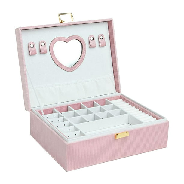 Joyero, organizador de joyas, divisores extraíbles con caja de exhibición de espejo, joyero, relojes, , pendientes, pulsera para mujeres y niñas