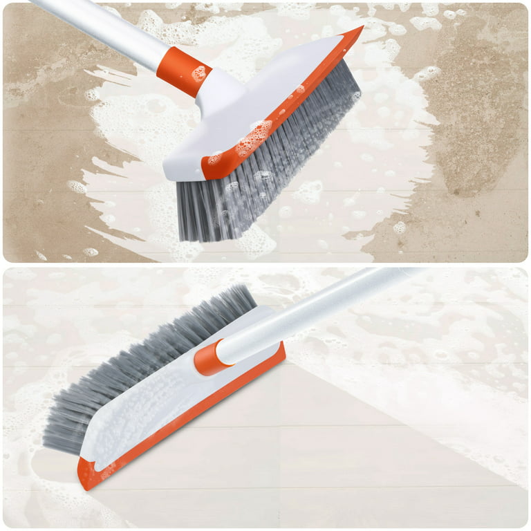 Floor Scrubber, 51 Shower Cleaning Brush, 2 in 1 Scrub Brush with Long  Handle, Tub and Tile Brush with Squeegee, Shower Scrubber for Cleaning  Bathroom, Patio, Kitchen, Wall, Desk 