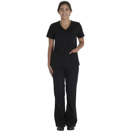 

Vital Threads Womens Scrubs Set V-Neck Top & Drawstring Pant VT512C S Black
