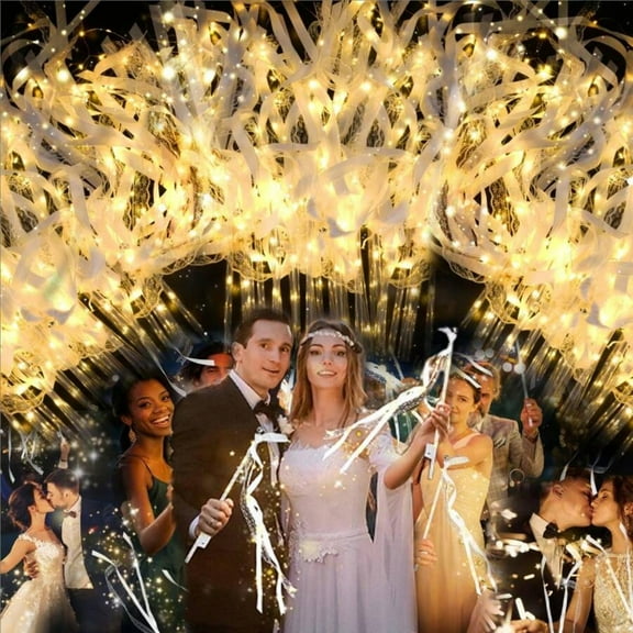 LED Luminous Fairy Wand with Ribbon - Wedding Bell Design for Party, Wedding, Carnival & Holiday Decor