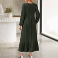 thumbnail image 3 of Women's Lantern Long Sleeve Ribbed Knit Sweater Dress Casual Crew Neck High Waisted Long Dresses A-Line Ruffle Hem Flowy Dresses, 3 of 6