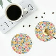 thumbnail image 5 of Kll Round Shape Drink Coasters Set Of 4,Pu Leather Absorbent Coasters Set Decorative Coffee Cup Coasters Housewarming Gift For Home Decor-Watercolor Wildflowers, 5 of 9