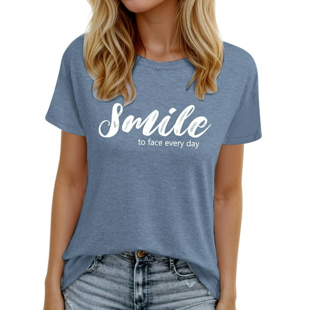 Camiseta informal de manga corta con cuello en V y estampado para mujer - Poliéster y spandex, transpirable, diseño floral - Top de moda para verano/otoño