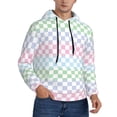 thumbnail image 2 of Honeii Colorful Checkerboard Pattern Mens Hoodies Men's Loose Sleeve Sweatshirt,Pullover Hooded Sweatshirt for Men,Essentials Hoodie-4X-Large, 2 of 7