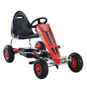 Aosom Pedal Go Kart Children Ride on Car  Racing Style with Adjustable Seat, Rubber Wheels, Handbrake, Clutch
