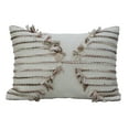 thumbnail image 5 of HomeRoots 10 x 14 x 20 in. Tan & White Zippered Cotton Blend Geometric Throw Pillow with Pom-poms, 5 of 5