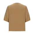 thumbnail image 3 of Ruimatai Women's Linen T-Shirt Short Sleeve Solid Color Top Breathable Soft Comfortable Casual Summer Blouse, 3 of 5