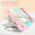 thumbnail image 5 of ELEHOLD for iPad 9.7 2018/2017/2016 Ragged Case, Soft Silicone Hard PC Shoulder Strap Built-Kickstand Anti-Drop Shockproof Heavy Duty Protective Cover Case,Colorful Pink, 5 of 10
