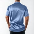 thumbnail image 6 of CLOISE Button up Shirt Men Dressy Short Sleeve Big and Tall Tops Collared Casual Pullover Satin Solid Color Summer Blouses Light Blue, 6 of 8