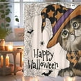 thumbnail image 2 of Happy Halloween Shower Curtain, Halloween Cat Shower Curtains for Bathroom, Halloween Spooky Home Decor Waterproof Fabric with Hooks 72x72 Inch, 2 of 6