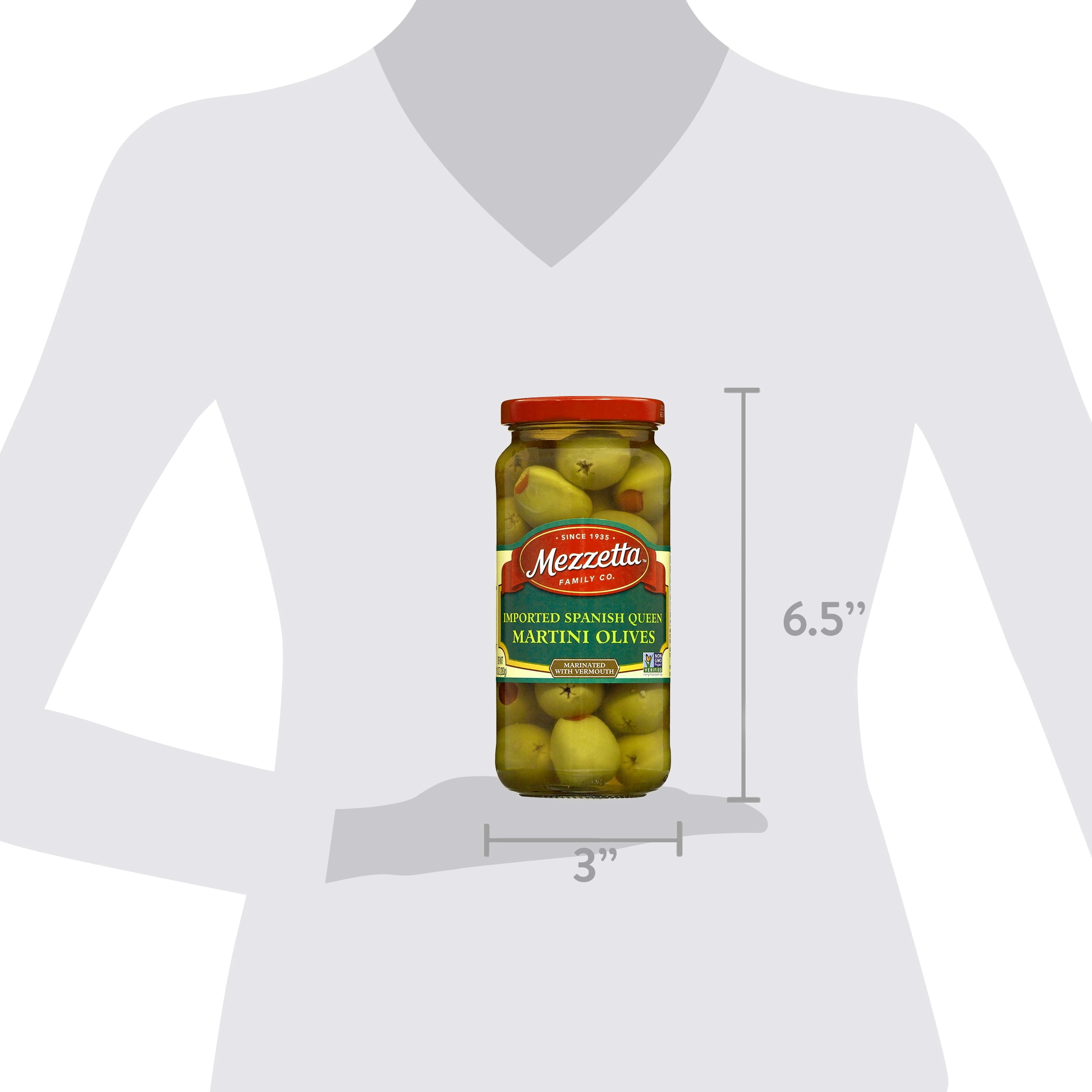 (4 pack) Mezzetta Imported Spanish Queen Martini Olives, 10 oz Dr. Wt. Jar