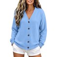 thumbnail image 6 of Stamzod Cardigans for Women V Neck Casual Long Sleeve Knit Waffle Button Up Cardigan Fall Fashion Plus Size Womens Clothing, 6 of 9