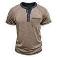 thumbnail image 6 of BiZtdJrK Mens T Shirts with Breast Pocket Short Sleeve Summer Henley Shirt Fashion Stylish Casual Tees Loose Fit Tee Tops Khaki L, 6 of 7