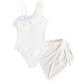 thumbnail image 5 of UngA Girls One Piece Swimsuit One Shoulder Ruffle Bathing Suit for Girls Swimwear (White,13-14 Years), 5 of 9