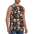 thumbnail image 2 of Kdxio rock record Skull for Men's Muscle T-shirt,Sleeveless for Workout Running Athletic Gym Lounge Casual, 2 of 5
