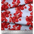 thumbnail image 2 of Soimoi Georgette Viscose Fabric Raspberry,Strawberry & Cherry Fruits Printed Craft Fabric by The Yard 42 Inch Wide, 2 of 3