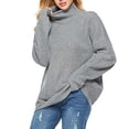 thumbnail image 1 of Fgnfyis et Chandail Tricoté à Col Roulé Rayé Décontracté d'Hiver pour Femmes, Confortable et Chaud, Chandails d'Automne pour Femmes Gris P, 1 of 5