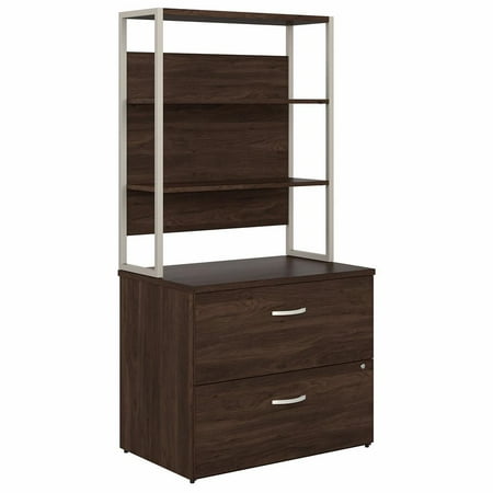 UPC: 0042976187385 | Bush Business Furniture Hybrid 2 Drawer Lateral File Cabinet with Shelves in Black Walnut