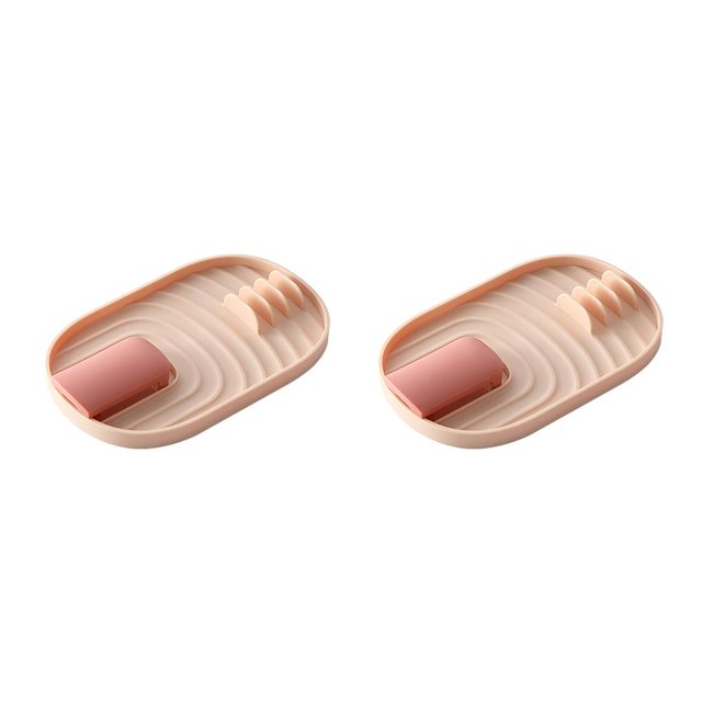 Matsuzay Soporte para cuchara, espátula de plástico, estante de almacenamiento, encimera de restaurante, tapa de olla, estantes de vajilla, Rosado 2piezas