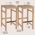 thumbnail image 3 of JONATHAN Y Armand Coastal Acacia Wood Backless Outdoor Bar Stools with Woven Rope Seat, Set of 2 for Patio, Kitchen and Backyard, Light Teak and Ivory BSL1201A-SET2, 3 of 8