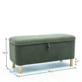 thumbnail image 3 of 39.3" Upholstered Storage Ottoman with Wood Legs, Modern Entryway Bench with Hidden Storage Space, Rectangle Footstool for Living Room, Bedroom, End of Bed, Green, 3 of 6
