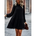 thumbnail image 6 of Alove Women Long Sleeve Ruffled Edge Small High Neck Layered Mini Doll Dress Casual Loose A-line Temperament Dress, 6 of 8