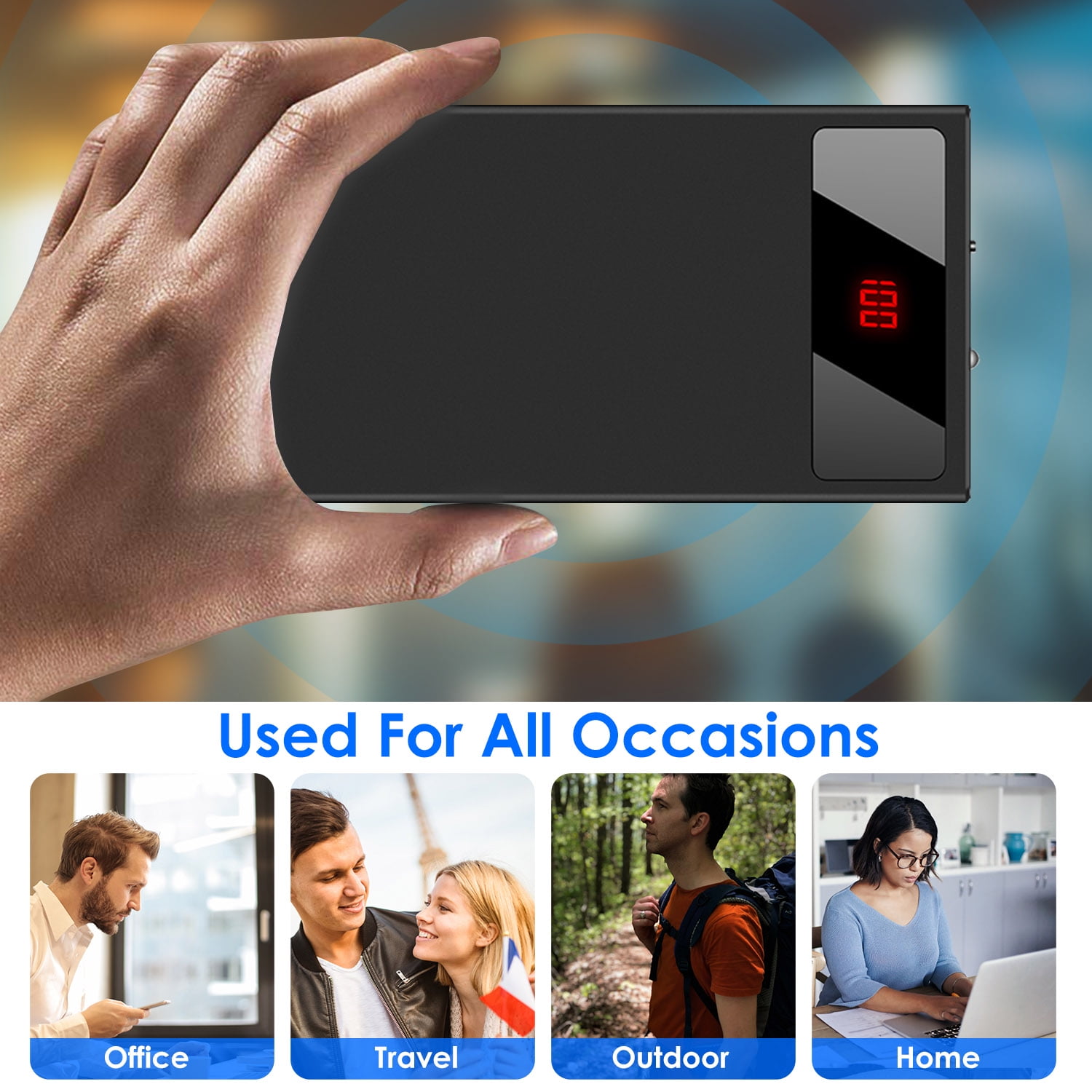 5V 2.1A Battery Pack 20000mAh Power Bank with Dual USB Port Heated Clothing Replacement Battery Pack for Heated Vest Jacket Coat Pants Black