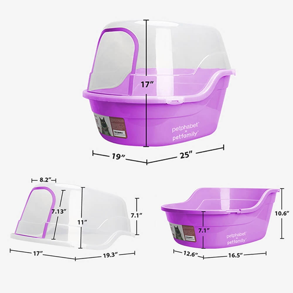 Petfamily Extra Large Cat Litter Box, Color Purple, Jumbo Hooded, 24.8 x 20 x 16.5 in