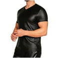 thumbnail image 3 of FNFYFH Men's Shiny T-Shirts Short Sleeve Tees Sparkly Shirts Glossy Summer Tops Black,S, 3 of 4
