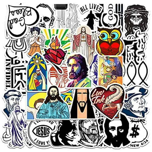 10/50Pcs Bohemia Style Jesus Christian Stickers Bible Verse Faith Stickers  Cross Wisdom Words Decals Stickers