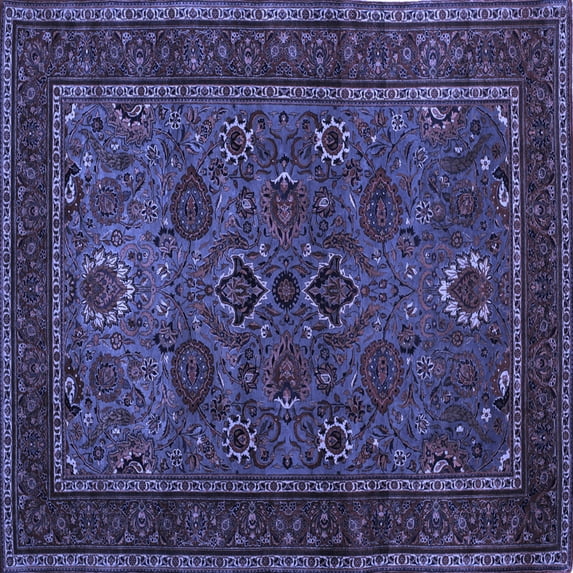 Ahgly Company Machine Washable Indoor Square Persian Blue Traditional Area Rugs, 5' Square